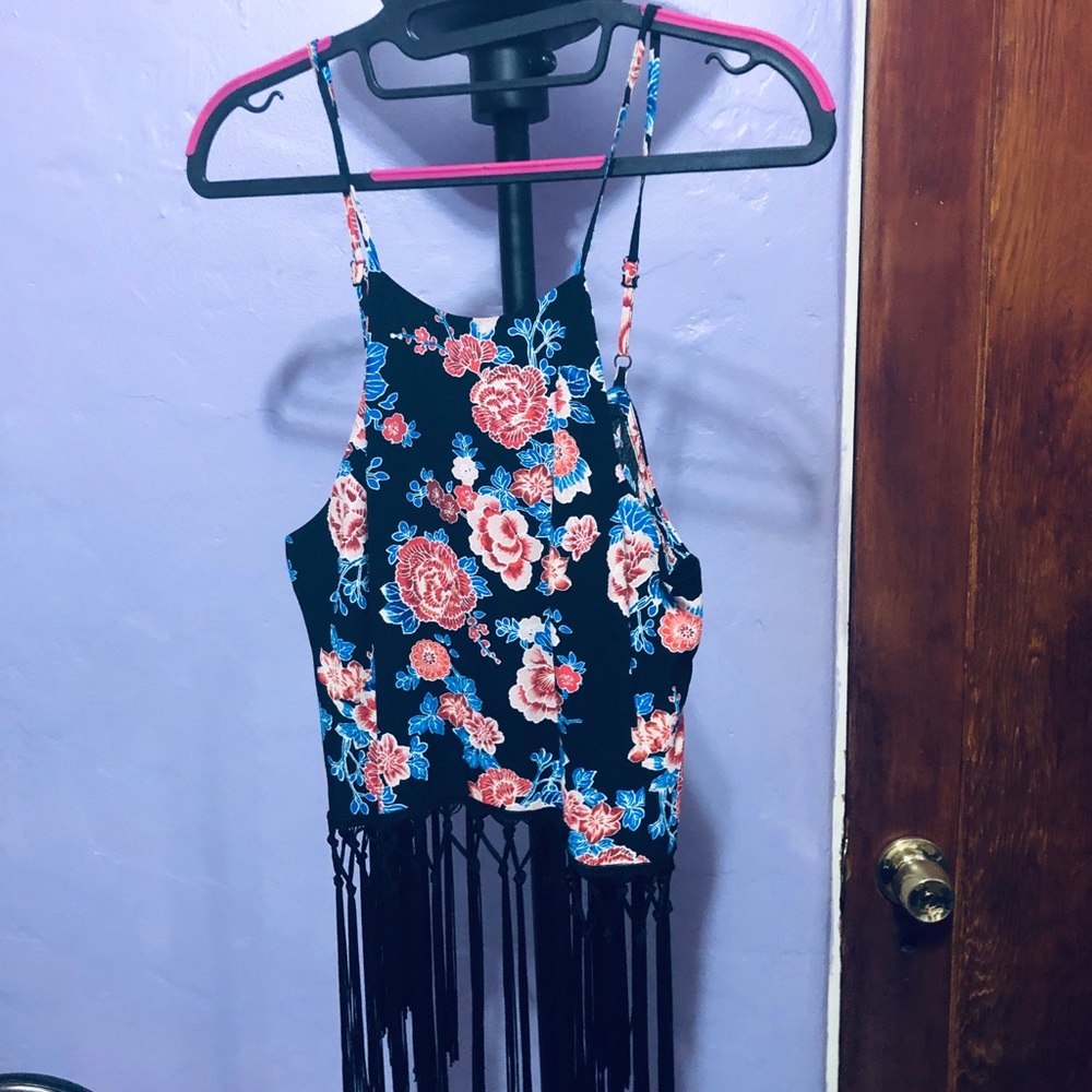 ❌SOLD❌Forever 21 Floral Fringe Top - Picture 3 of 7